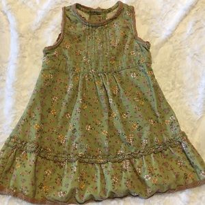 Green corduroy Floral pattern dress 2T